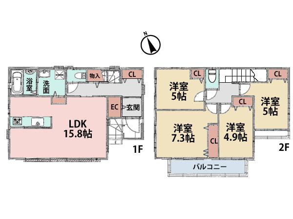 Floor plan. 36,800,000 yen, 4LDK, Land area 114.69 sq m , Is a floor plan to plug the sunshine of building area 91.75 sq m south-facing.