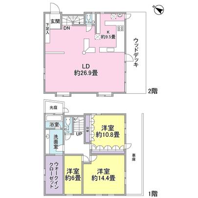 Floor plan. Each room is a 6-tatami mats more spacious floor plan. 