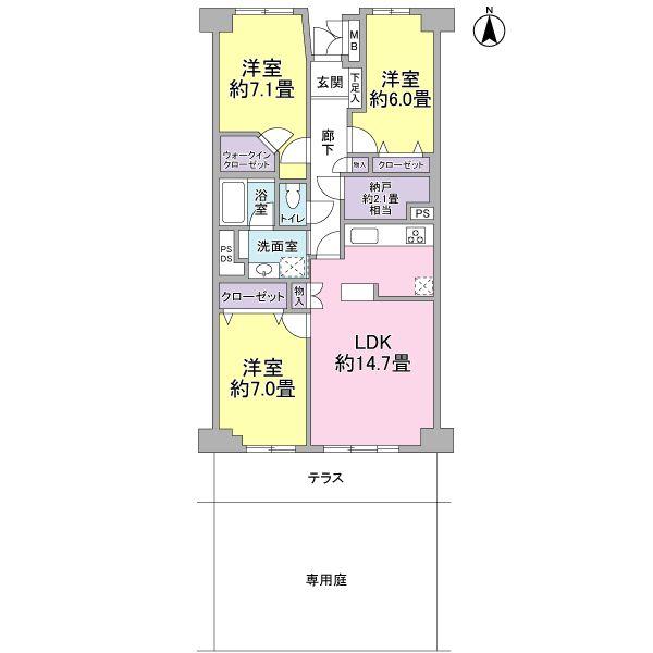 Floor plan. 4LDK, Price 18.9 million yen, Occupied area 83.49 sq m , Balcony area 9.82 sq m Floor.