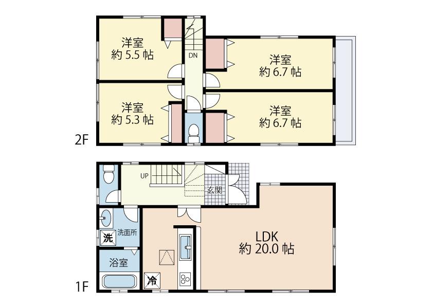 Floor plan. 33,300,000 yen, 4LDK, Land area 100.92 sq m , Building area 98.77 sq m