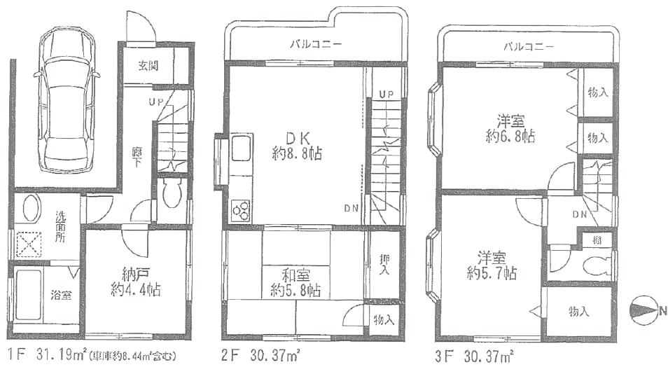 Floor plan. 27,850,000 yen, 3DK + S (storeroom), Land area 52.51 sq m , Building area 91.93 sq m