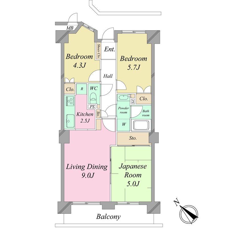 Floor plan. 3LDK, Price 14.5 million yen, Occupied area 61.06 sq m , Balcony area 8.55 sq m