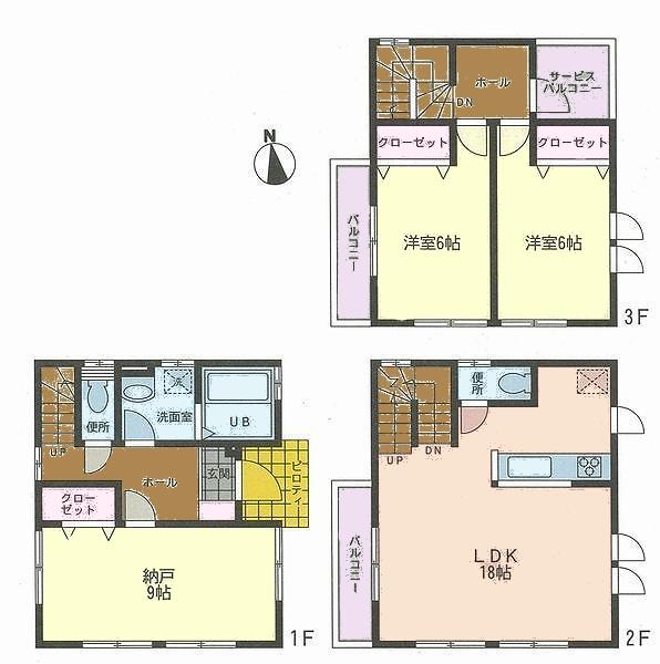 Floor plan. 43,800,000 yen, 2LDK + S (storeroom), Land area 108.89 sq m , Building area 99.36 sq m all room 6 quires more! With spacious closet