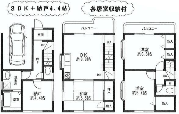 Floor plan. 27,850,000 yen, 3DK+S, Land area 52.51 sq m , Building area 91.93 sq m