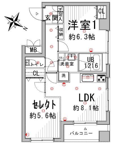 Floor plan. 2LDK, Price 18.9 million yen, Occupied area 47.73 sq m , Can you choose the 1LDK and 2LDK on the balcony area 3.84 sq m Free select.