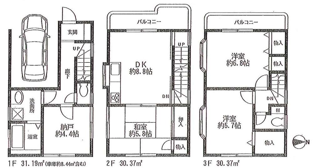 Floor plan. 27,850,000 yen, 3DK + S (storeroom), Land area 52.51 sq m , Building area 91.93 sq m