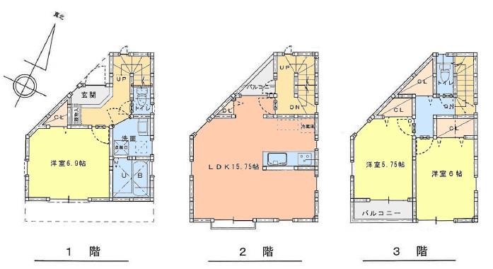 Floor plan. 37,800,000 yen, 3LDK, Land area 50.7 sq m , Building area 87.37 sq m