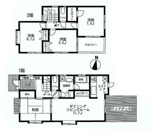 Floor plan. 32,800,000 yen, 4LDK, Land area 173.32 sq m , Building area 97.7 sq m