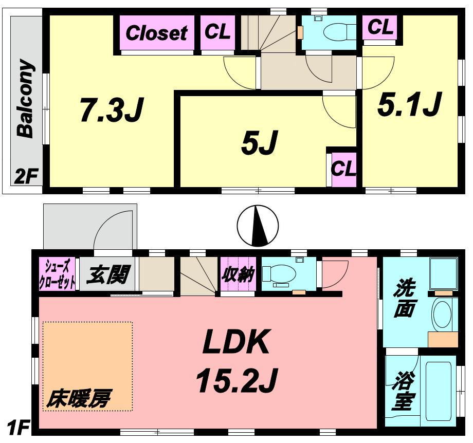 Floor plan. (B Building), Price 30,958,000 yen, 3LDK, Land area 83.83 sq m , Building area 75.42 sq m