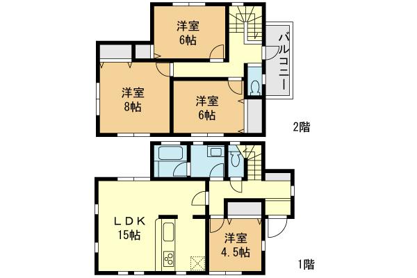 Floor plan. (B Building), Price 34,800,000 yen, 4LDK, Land area 103.96 sq m , Building area 97.5 sq m