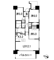 Floor: 3LDK + WIC, the area occupied: 70.8 sq m