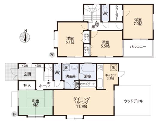 Floor plan. 32,800,000 yen, 4LDK, Land area 173.32 sq m , Building area 97.7 sq m floor plan