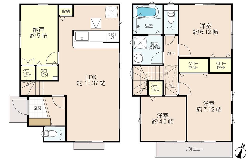 Floor plan. (1 Building), Price 39,800,000 yen, 3LDK+S, Land area 100 sq m , Building area 93.57 sq m