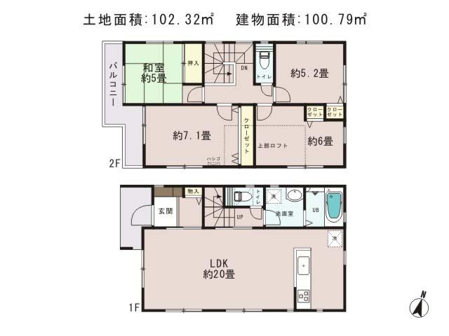 Floor plan. 38,800,000 yen, 4LDK, Land area 102.32 sq m , Building area 100.79 sq m
