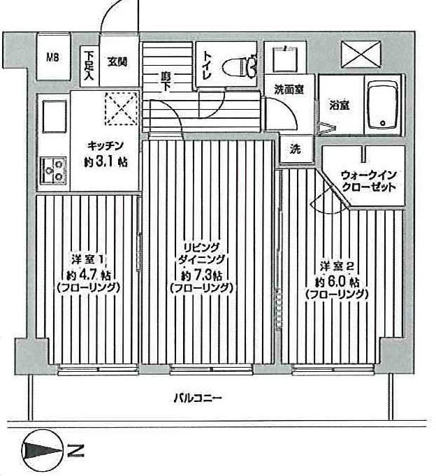 Floor plan. 2LDK, Price 19,800,000 yen, Occupied area 50.49 sq m