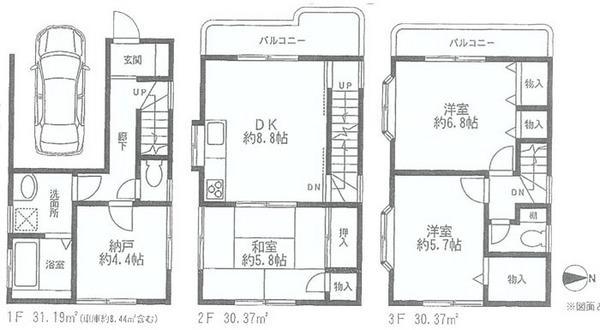 Floor plan. 27,850,000 yen, 3DK + S (storeroom), Land area 52.51 sq m , Building area 91.93 sq m