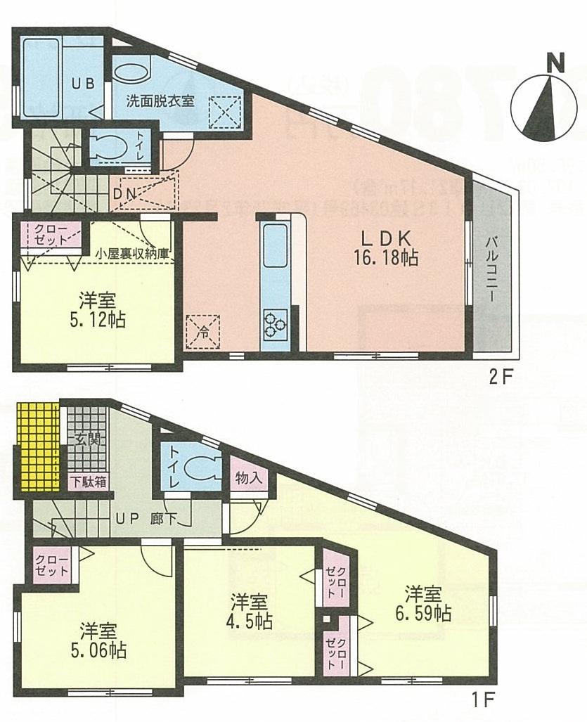 Floor plan. 32,800,000 yen, 4LDK, Land area 107 sq m , Building area 104.16 sq m C Building floor plan