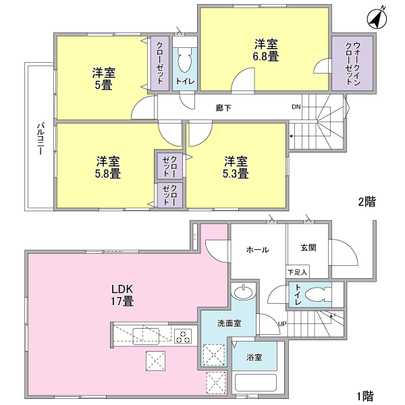 Floor plan. The distance between the adjacent land also there is a feeling of opening and free enough.  It becomes a bright room