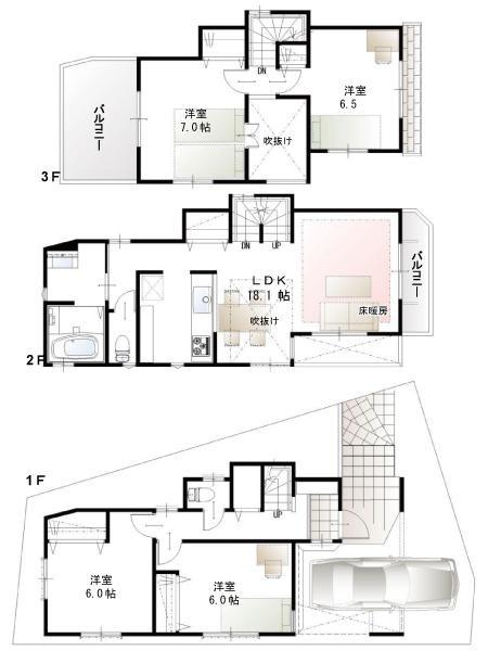 Floor plan. 34,800,000 yen, 4LDK, Land area 75.75 sq m , Building area 99.42 sq m