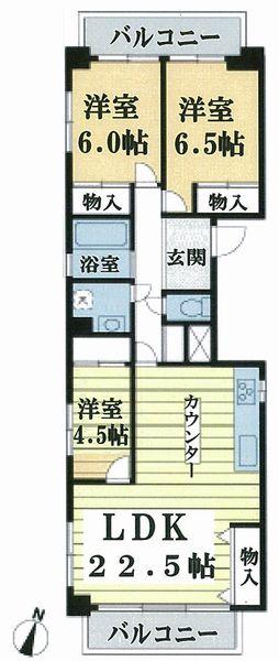 Floor plan. 3LDK, Price 26.5 million yen, Occupied area 88.32 sq m , Balcony area 8.2 sq m