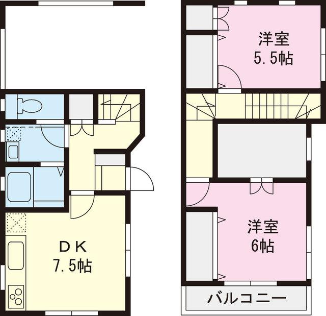 Floor plan. 26,800,000 yen, 2DK, Land area 75.65 sq m , Building area 58.69 sq m