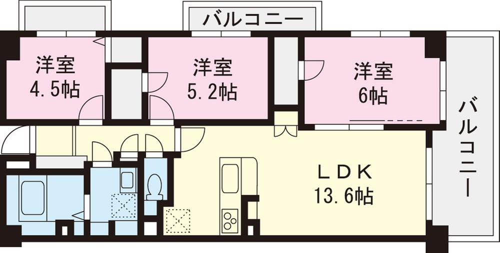 Floor plan. 3LDK, Price 34,900,000 yen, Occupied area 67.51 sq m , Balcony area 8.18 sq m