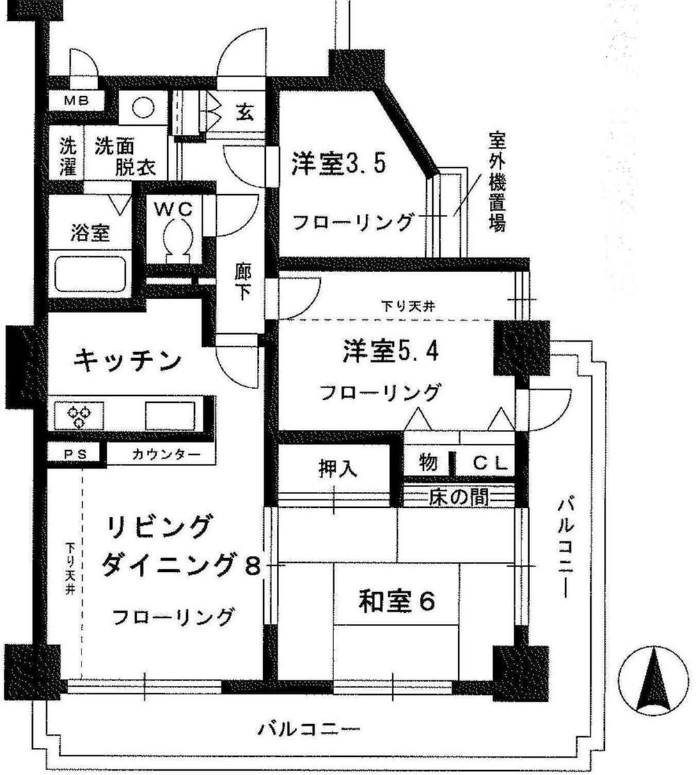 Floor plan. 3LDK, Price 18,800,000 yen, Occupied area 56.45 sq m , Balcony area 14.11 sq m new interior renovation completed