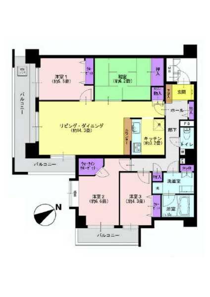 Floor plan. 4LDK, Price 26,900,000 yen, Occupied area 92.44 sq m , Balcony area 18.25 sq m