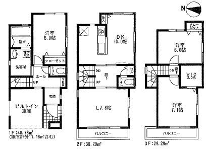 Floor plan. 32,850,000 yen, 3LDK, Land area 66 sq m , Building area 108.36 sq m
