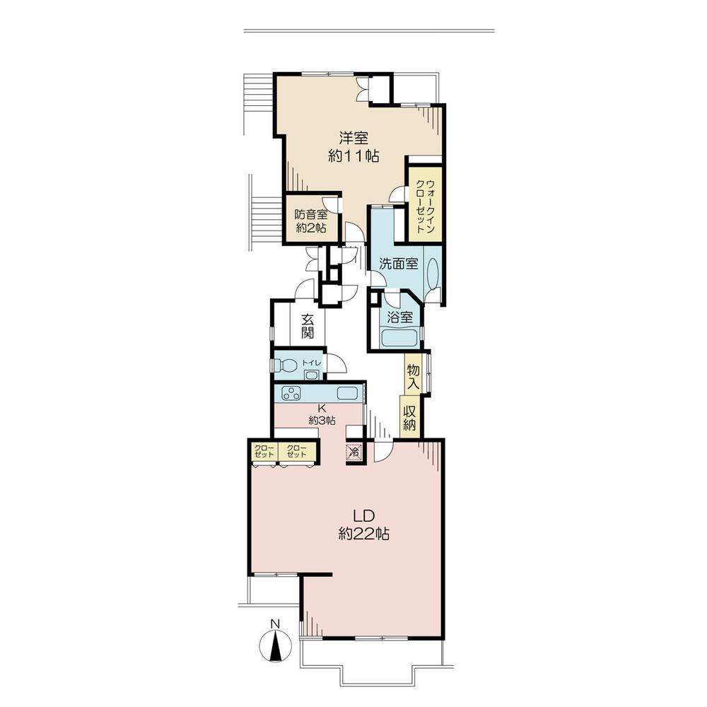 Floor plan. 1LDK, Price 33,500,000 yen, Occupied area 98.82 sq m , Balcony area 8.85 sq m