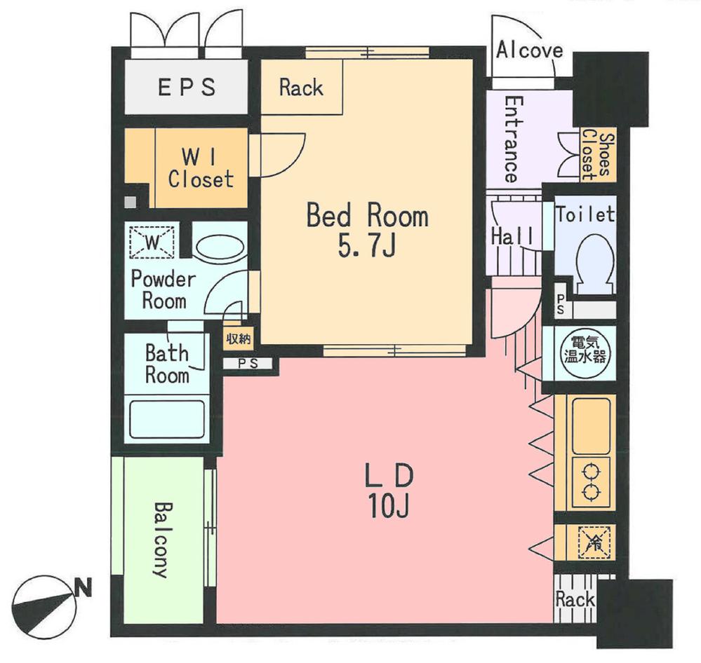 Floor plan. 1LDK, Price 21.6 million yen, Occupied area 43.19 sq m , Balcony area 2.86 sq m