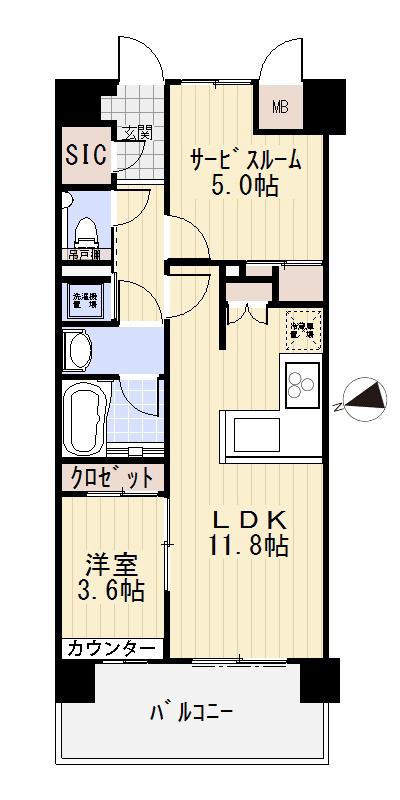 Floor plan. 1LDK + S (storeroom), Price 27.5 million yen, Occupied area 49.68 sq m , Balcony area 7.9 sq m