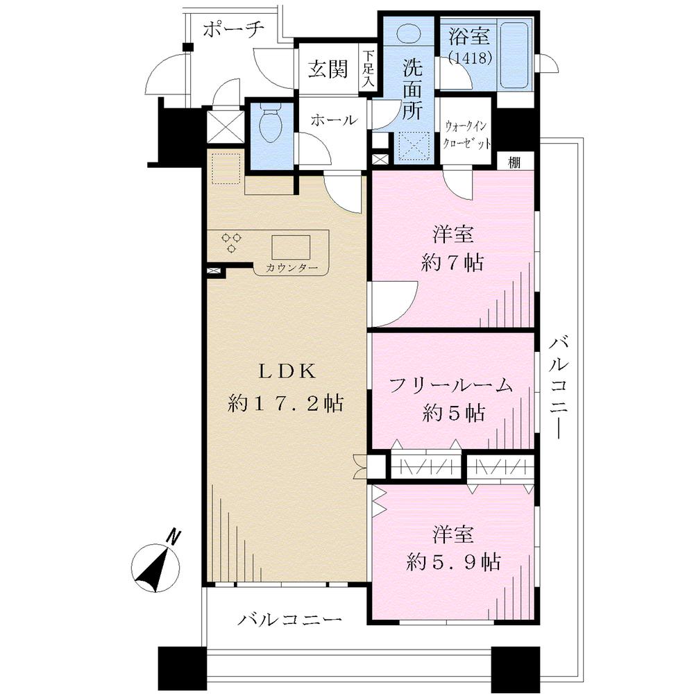 Floor plan. 2LDK + S (storeroom), Price 34,800,000 yen, Footprint 75.5 sq m , Balcony area 15.05 sq m