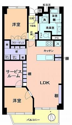 Floor plan. 2LDK + S (storeroom), Price 20,900,000 yen, Footprint 76 sq m , Balcony area 9.42 sq m