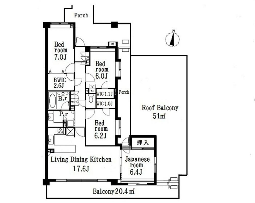 Floor plan. 4LDK, Price 49,990,000 yen, Footprint 100.47 sq m , Balcony area 20.4 sq m