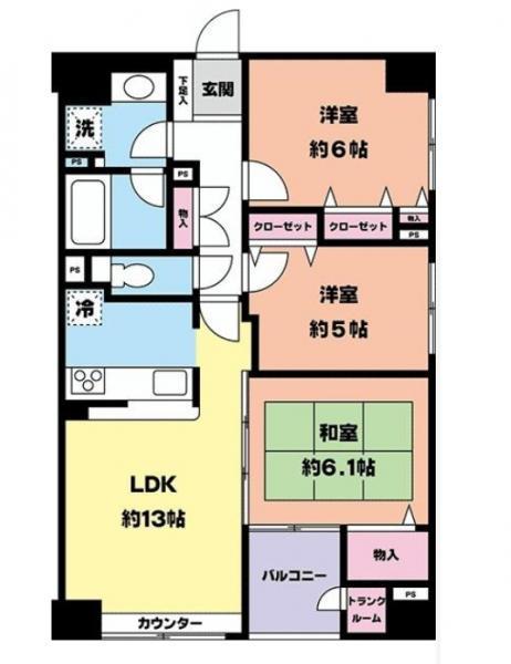Floor plan. 3LDK, Price 34,800,000 yen, Occupied area 69.34 sq m