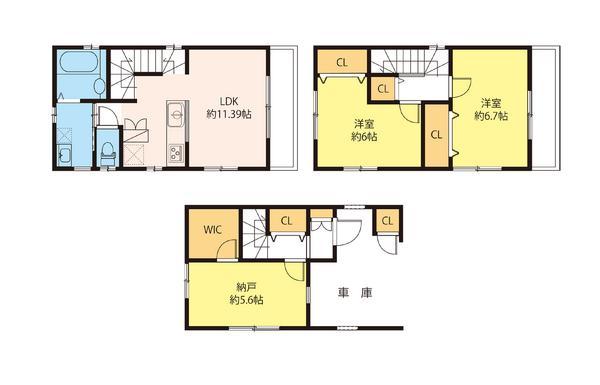 Floor plan. 34,063,000 yen, 2LDK+S, Land area 50.77 sq m , Building area 83.62 sq m