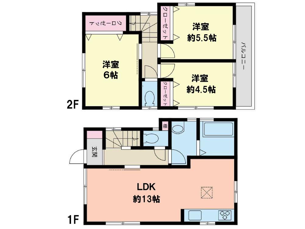 Floor plan. 23.8 million yen, 3LDK, Land area 69.64 sq m , Building area 69.56 sq m building floor plan