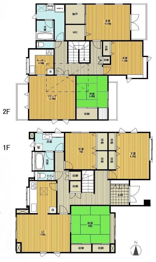 Floor plan. 68 million yen, 6LLDDKK + S (storeroom), Land area 263.9 sq m , Building area 214.39 sq m floor plan