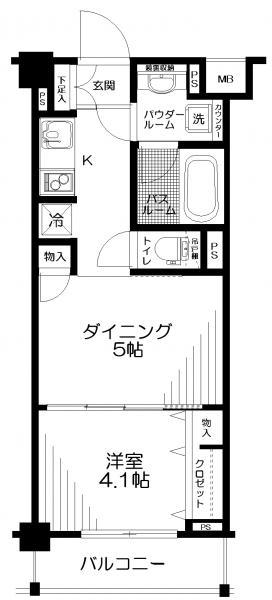 Floor plan. 1DK, Price 15.3 million yen, Occupied area 30.21 sq m , Balcony area 4.68 sq m