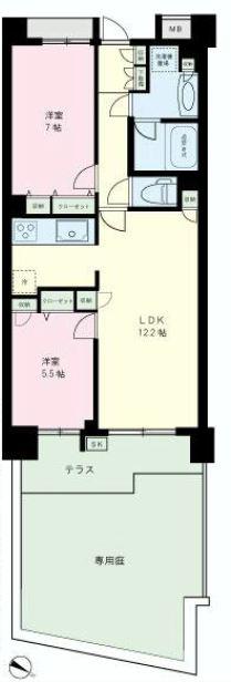 Floor plan. 2LDK, Price 32,800,000 yen, Occupied area 63.55 sq m private garden ・ Terrace 2LDK