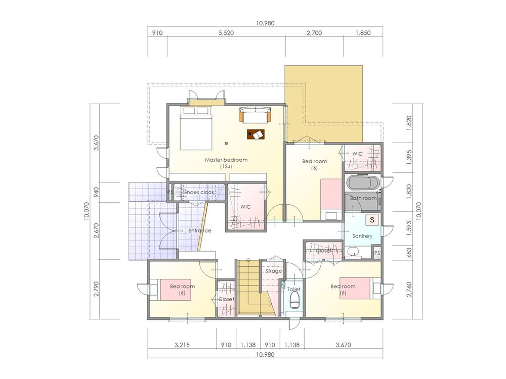 Building plan example (floor plan). Building plan example (A compartment 1F)