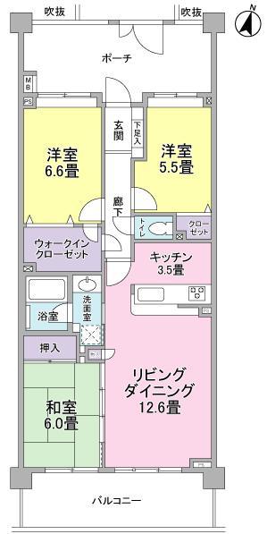 Floor plan. 3LDK, Price 37,900,000 yen, Occupied area 76.56 sq m , Balcony area 11.9 sq m per day ・ ventilation ・ Good view!