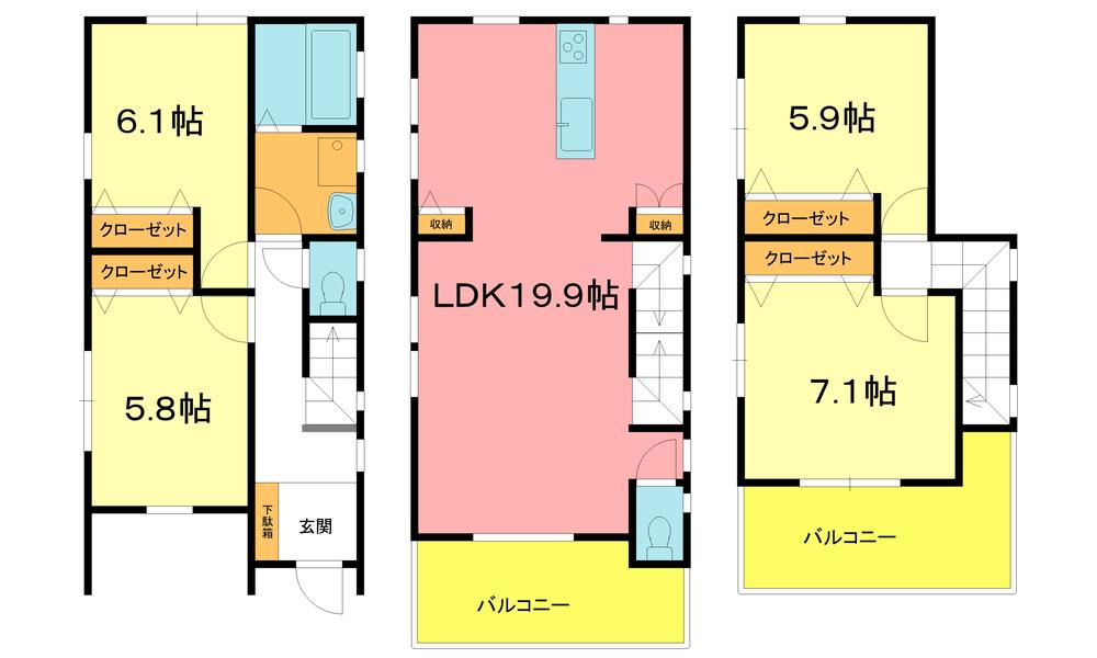Floor plan. (C), Price 48,800,000 yen, 3LDK+S, Land area 80.96 sq m , Building area 111.45 sq m