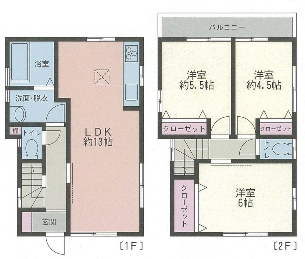 Floor plan. 23.8 million yen, 3LDK, Land area 76.85 sq m , Building area 69.56 sq m