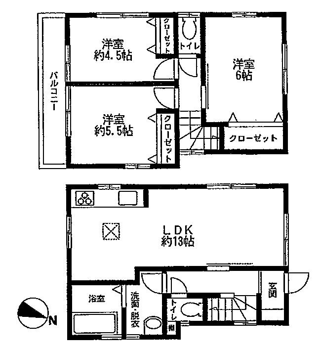 Floor plan. 23.8 million yen, 3LDK, Land area 69.64 sq m , Building area 69.56 sq m   ■ The main bedrooms 6 Pledge in LDK about 13 Pledge!  [Floor plan] 