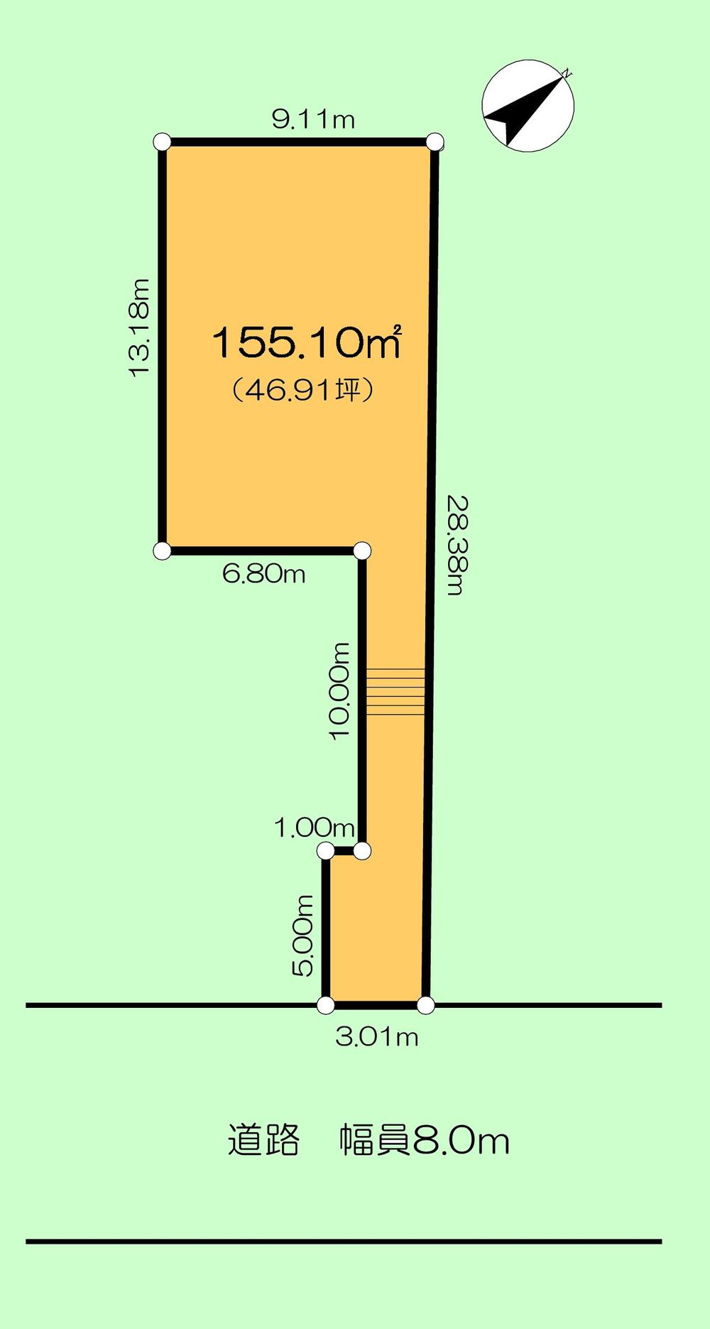 Compartment figure. Land price 30,800,000 yen, Land area 155.1 sq m