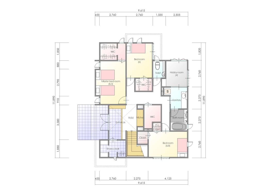 Building plan example (floor plan). Building plan example (B compartment 1F)