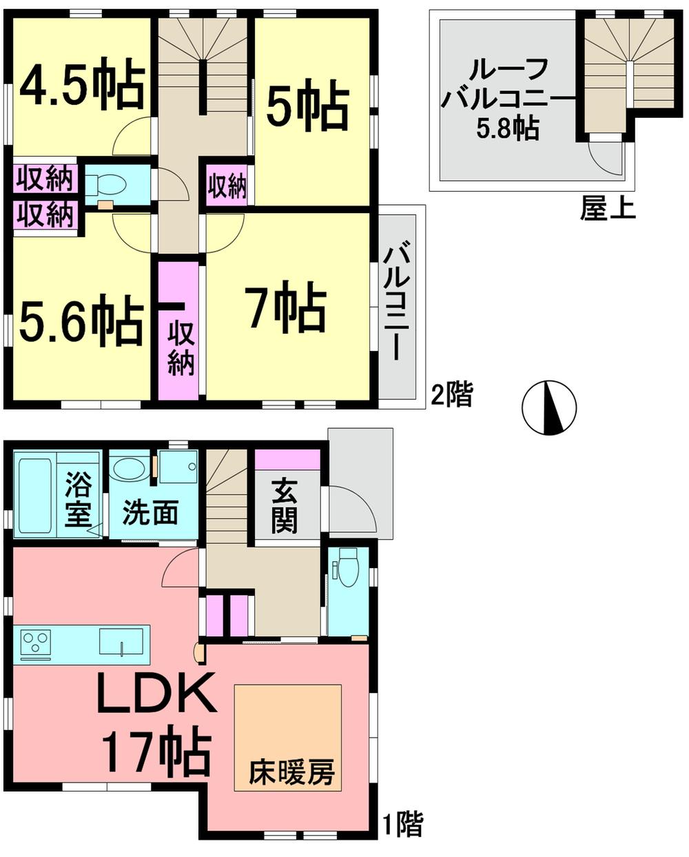 Floor plan. (A Building), Price 50,958,000 yen, 4LDK, Land area 82.85 sq m , Building area 98.11 sq m