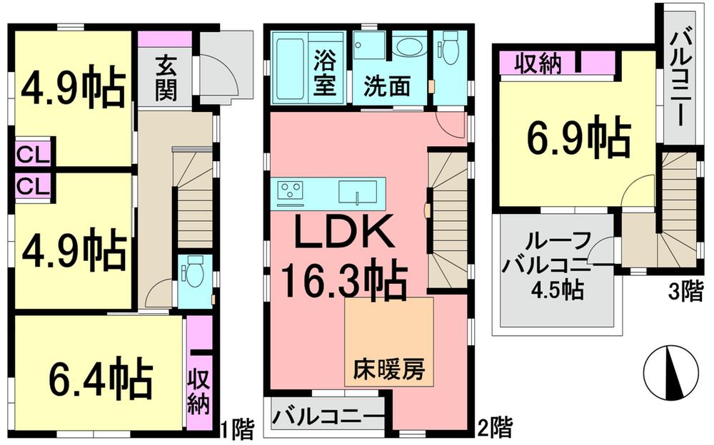 Floor plan. (B Building), Price 46,958,000 yen, 4LDK, Land area 81.68 sq m , Building area 96.46 sq m